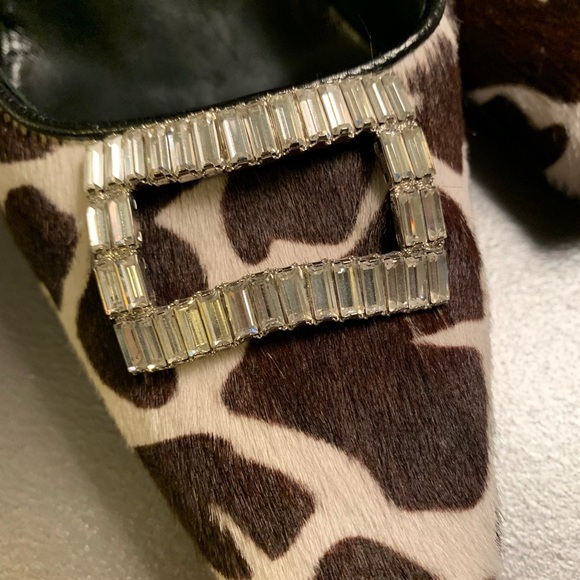 Manolo Blahnik ASTOCHA Pony Pumps Brown Black CRYSTAL Buckle Shoes **HOST PICK** - Picture 2 of 10